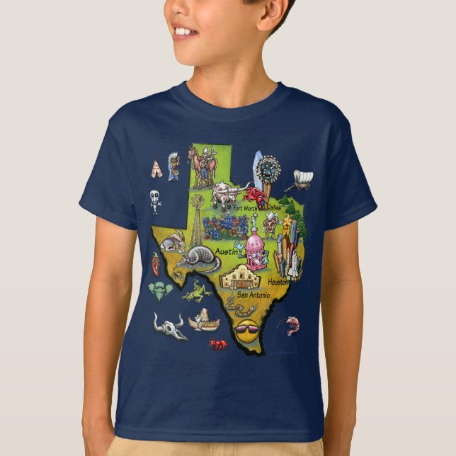 Texas tecknadkarta tee (Framsida)