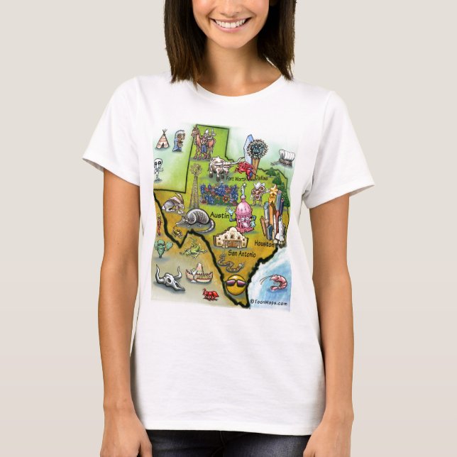 Texas tecknadkarta tee (Framsida)
