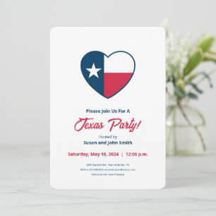 Texas, Texas Flagga, Heart Inbjudningar
