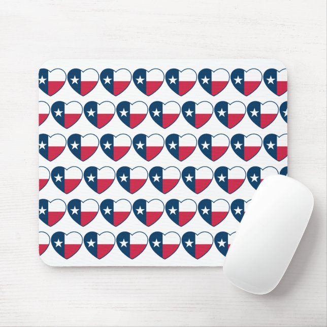 Texas, Texas Flagga, Heart Mousepad Musmatta (Med mus)