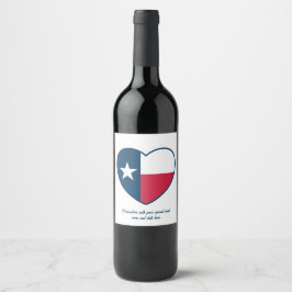 Texas, Texas Flagga, Heart Vinflaska Etikett