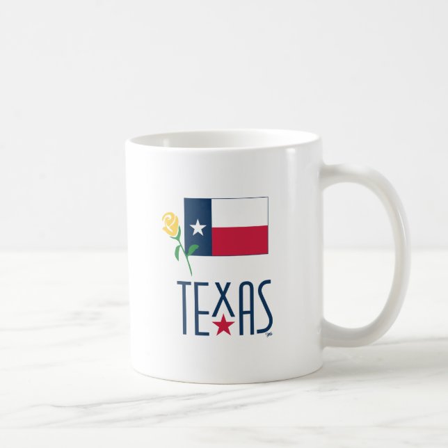 Texas, Texas Flagga och Gul ros Kaffemugg (Höger)