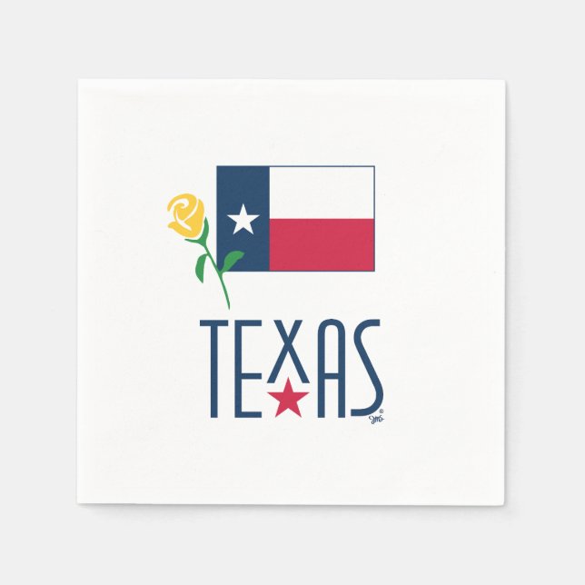 Texas, Texas Flagga och Gul ros lrg Pappersservett (Framsidan)