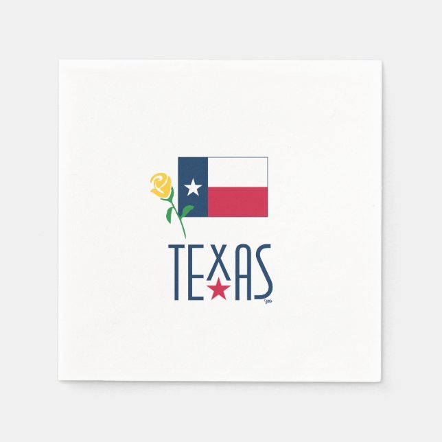 Texas, Texas Flagga och Gul ros Pappersservett (Framsidan)