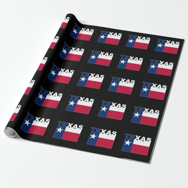 Texas Text Flagga Presentpapper (Utrullad)