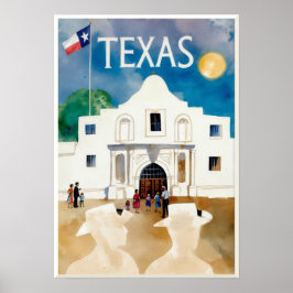 Texas, the Alamo, travel poster