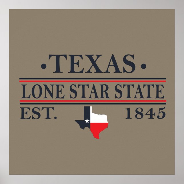 texas the lone star state kontur poster (Framsidan)