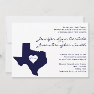 Texas Theckes Navy White bröllopsinbjudningar Inbjudningar
