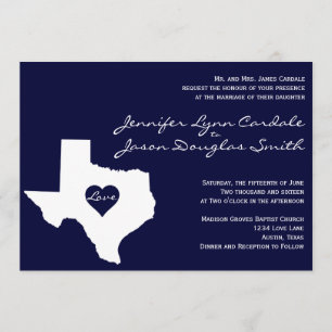 Texas Theckes Navy White bröllopsinbjudningar Inbjudningar