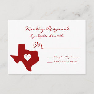 Texas Theme Red White-Bröllop OSA Kort