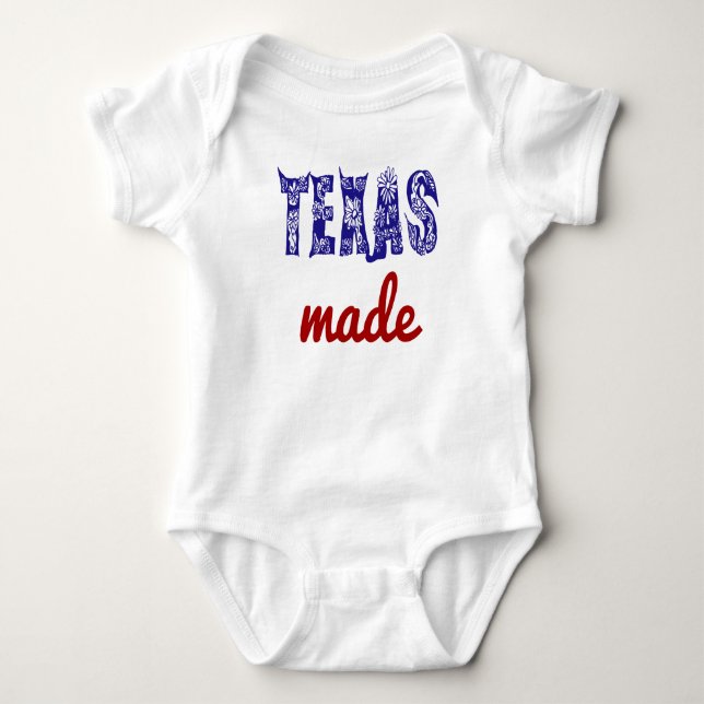Texas Tillverkad Baby Ett Stycke Tee Shirt (Framsida)