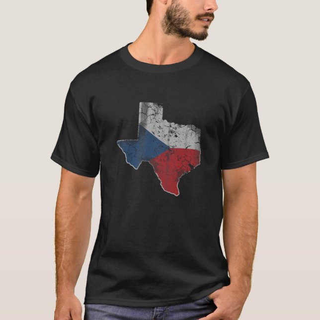 Texas Tjeckiska republiken Flagga Czechia Bohemia  T Shirt (Framsida)