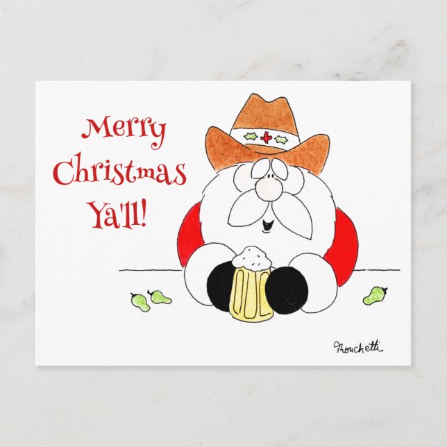 Texas Tomte Jul Postkort Alla Helg Vykort (Framsida)