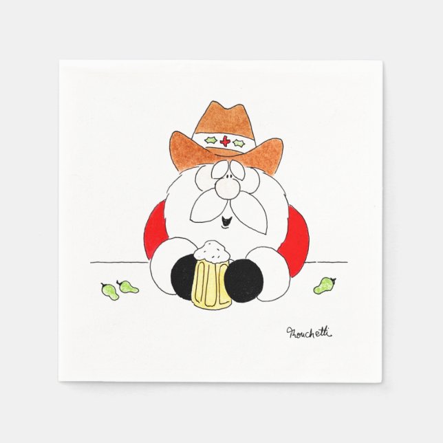Texas Tomte Papper Julfest Servetter (Framsidan)