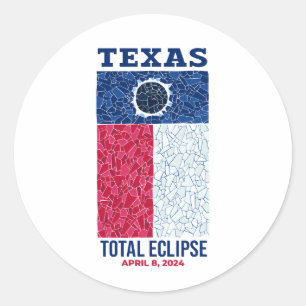 Texas Total Eclipse Round Sticker Runt Klistermärke
