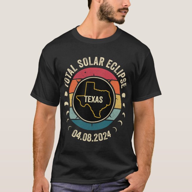 Texas Total Solar Eclipse 2024 American Totality A T Shirt (Framsida)