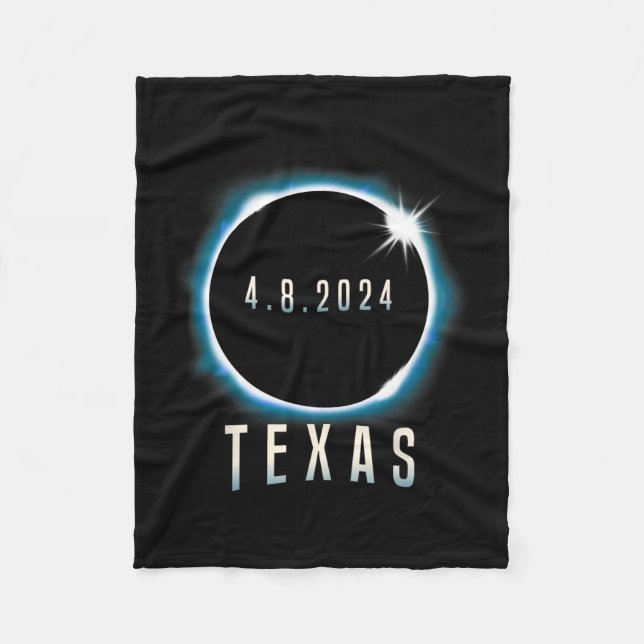 Texas Total Solar Eclipse 2024 Blue April 8 Manar  Fleecefilt (Framsidan)
