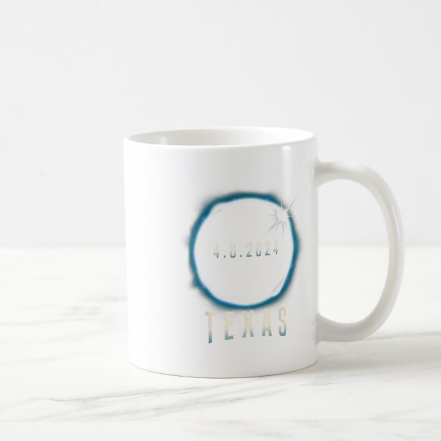 Texas Total Solar Eclipse 2024 Blue April 8 Manar  Kaffemugg (Höger)