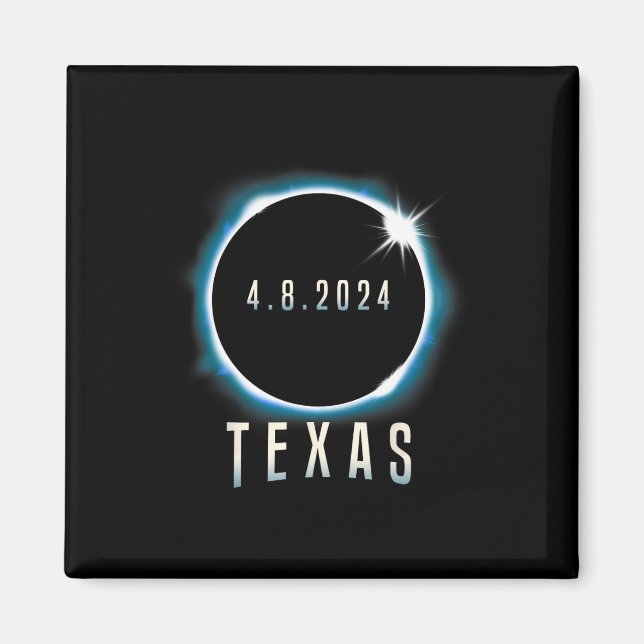 Texas Total Solar Eclipse 2024 Blue April 8 Manar  Magnet (Framsidan)