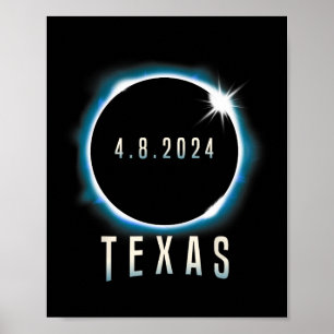 Texas Total Solar Eclipse 2024 Blue April 8 Manar Poster
