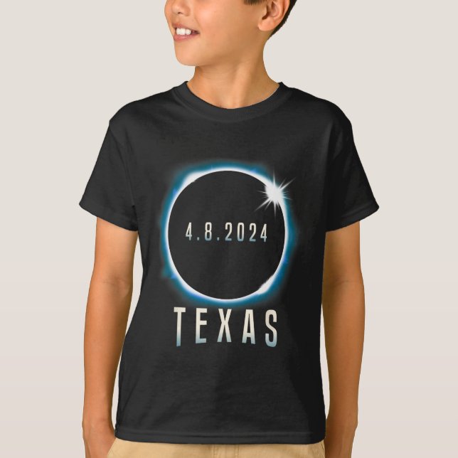 Texas Total Solar Eclipse 2024 Blue April 8 Manar  T Shirt (Framsida)