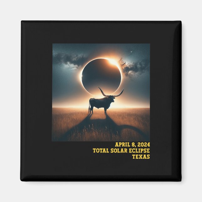 Texas Total Solar Eclipse 2024 minneshögtid Astro Magnet (Framsidan)