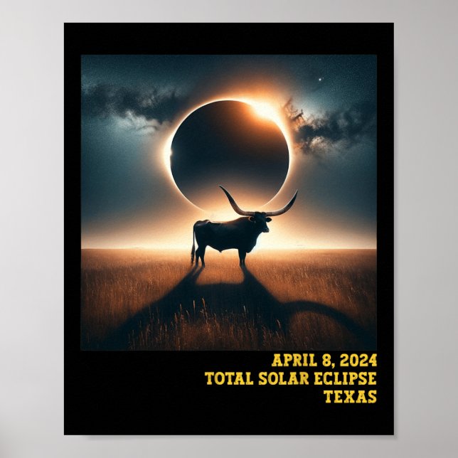 Texas Total Solar Eclipse 2024 minneshögtid Astro Poster (Framsidan)