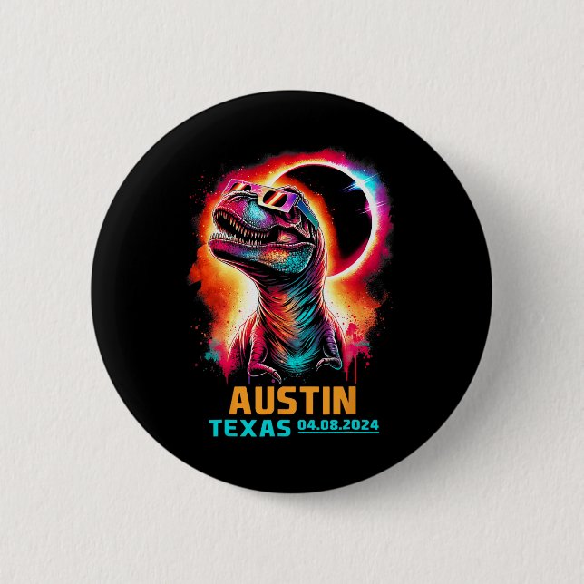 Texas Total Solar Eclipse 2024 T Rex Dinosaur Knapp (Framsida)