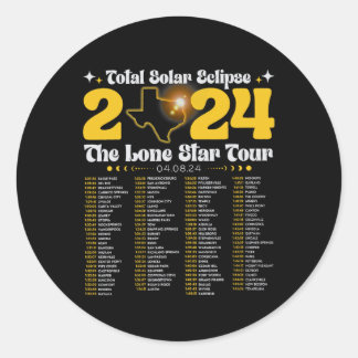 Texas Total Solar Eclipse 2024 Tour Retro Sten Con Runt Klistermärke