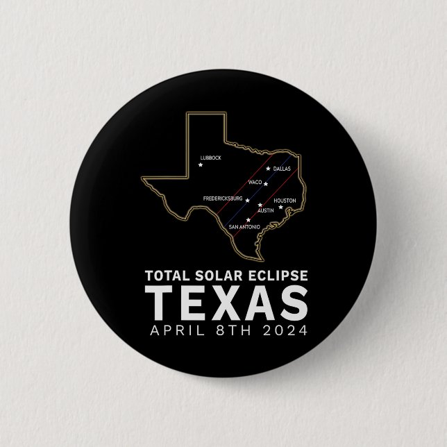 Texas Total Solar Eclipse 2024 Väg of Totality Te Knapp (Framsida)