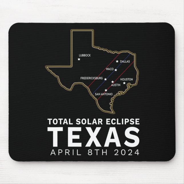 Texas Total Solar Eclipse 2024 Väg of Totality Te Musmatta (Framsidan)