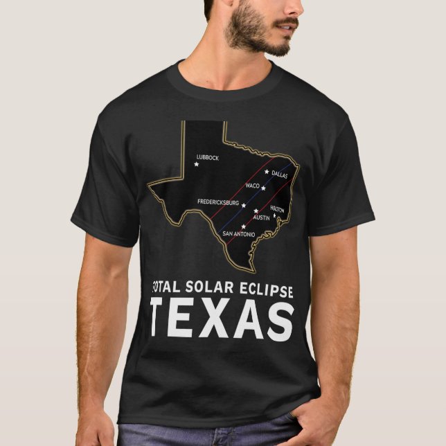 Texas Total Solar Eclipse 2024 Väg of Totality Te T Shirt (Framsida)
