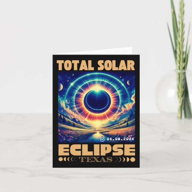 Texas Total Solar Eclipse April 8 2024 Texas Solar Kort (Framsida)