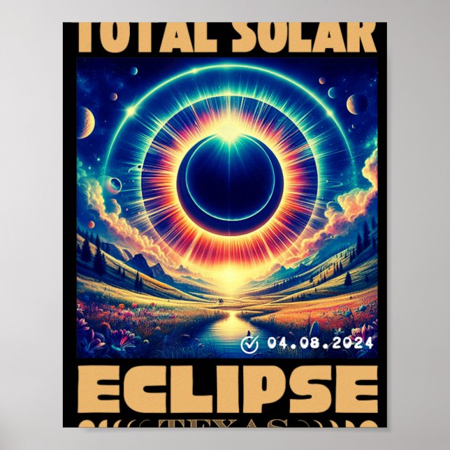 Texas Total Solar Eclipse April 8 2024 Texas Solar Poster (Framsidan)