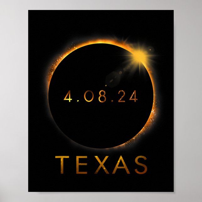 Texas Total Solar Eclipse April 8 2024 Texas Solar Poster (Framsidan)