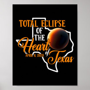 Texas Total Solar Eclipse April 8 2024 Usa Karta T Poster