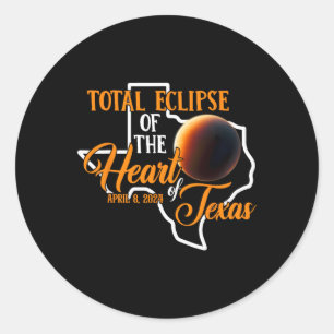 Texas Total Solar Eclipse April 8 2024 Usa Karta T Runt Klistermärke