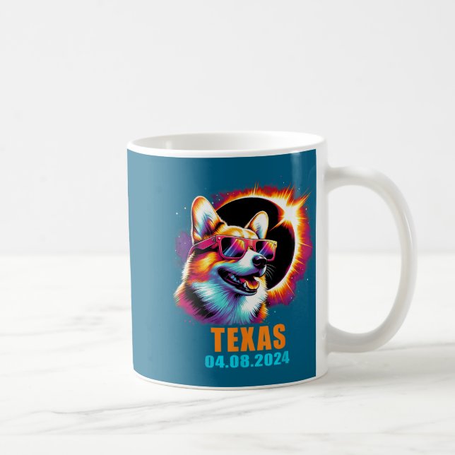 Texas Total Solförmörkelse Corgi Illustration Kaffemugg (Höger)