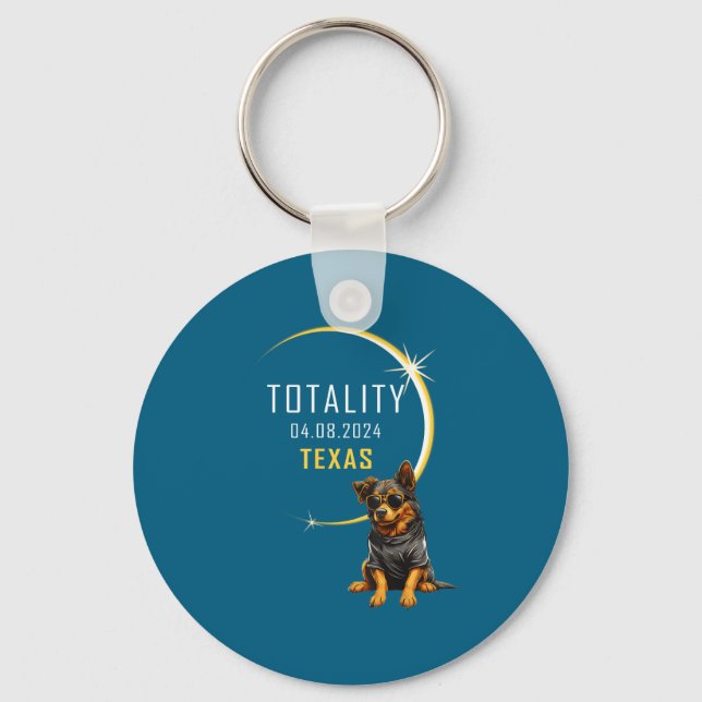 Texas Total Solförmörkelse Hund Nyckelring (Framsida)