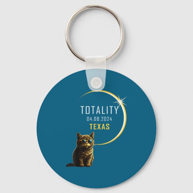 Texas Total Solförmörkelse Katt Nyckelring (Framsida)