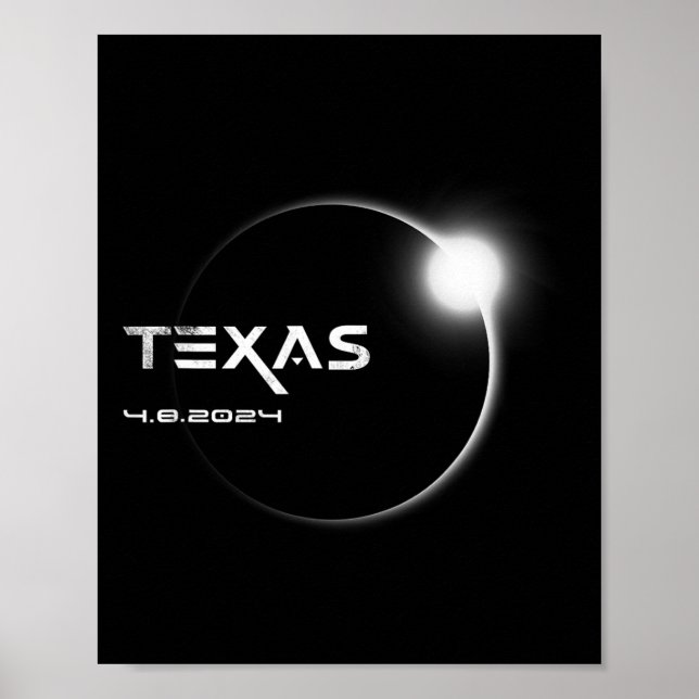 Texas Totality 4.08.2024 Total Solar Eclipse 2024 Poster (Framsidan)