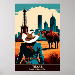 Texas Travel: Allt är Bigger Travel Poster