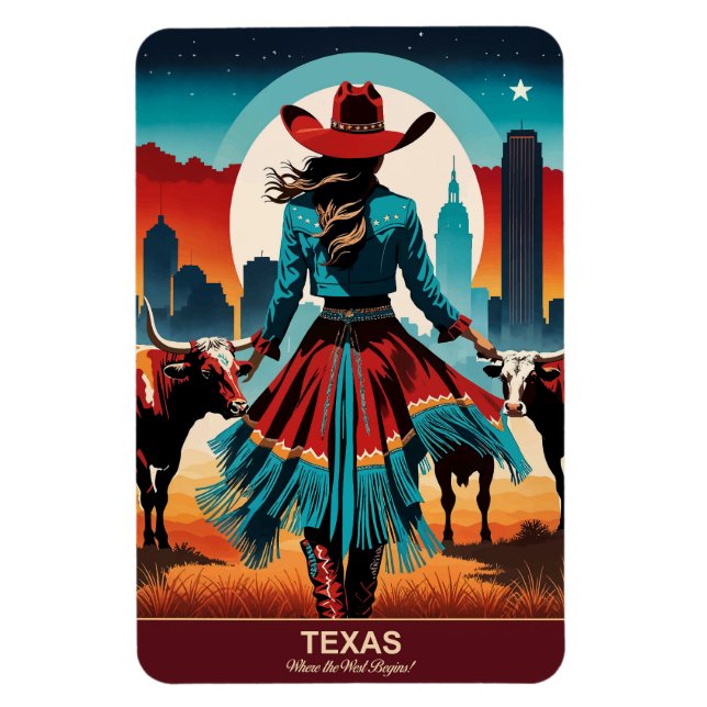 Texas Travel: där Västern börjar flexibelt Magnet (Vertikal)