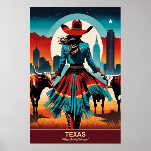 Texas Travel: där Västern börjar med reseaffisch Poster