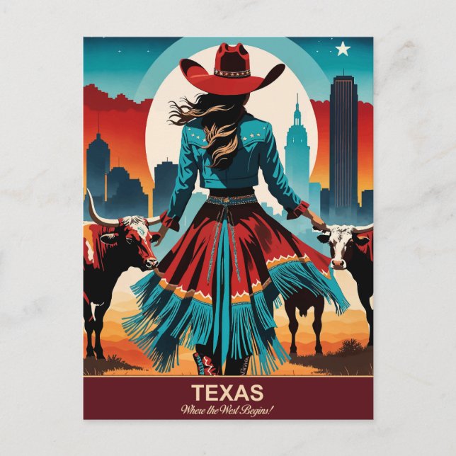 Texas Travel: där Västern börjar Vykort (Framsida)