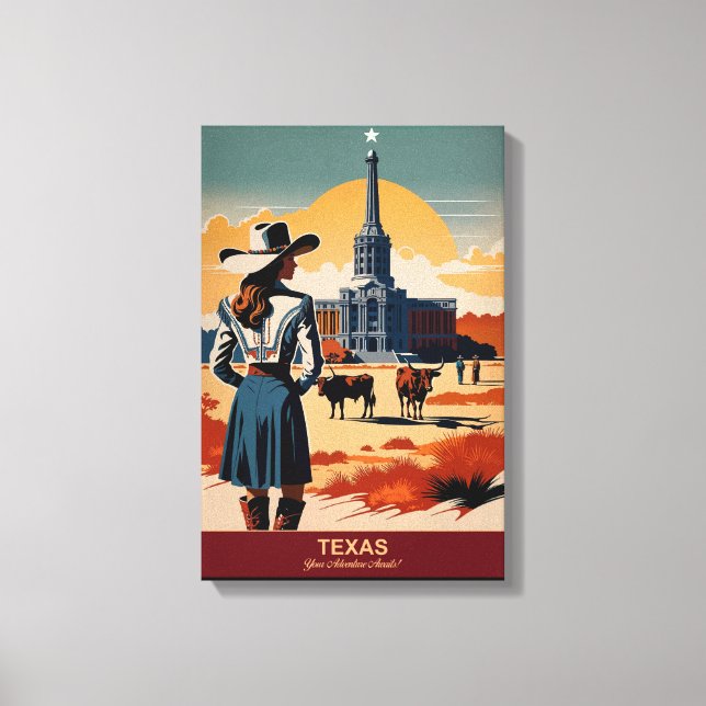 Texas Travel: Din Äventyr-väntan Canvastryck (Framsida)
