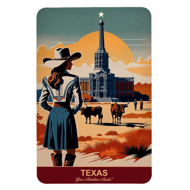 Texas Travel: Din Äventyr väntar på flexibilitet Magnet (Vertikal)