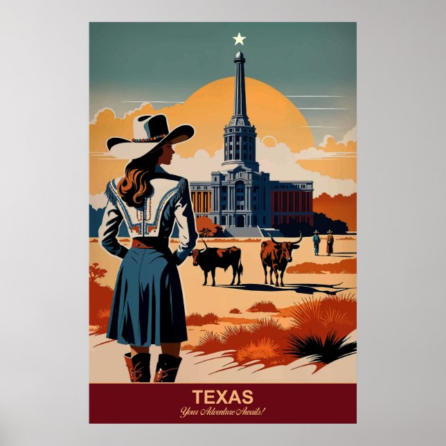 Texas Travel: Din Äventyr väntar på resepaket Poster (Framsidan)