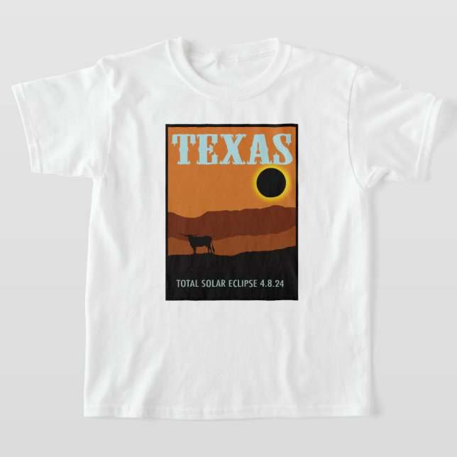 Texas Travel Poster Eclipse T Shirt (Laydown)