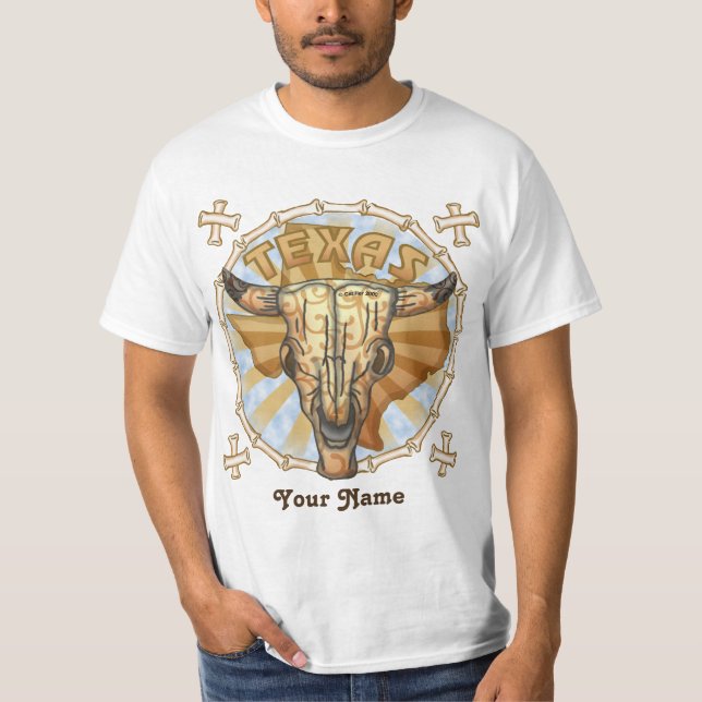 Texas Tribal Ko-skalle t-shirt (Framsida)